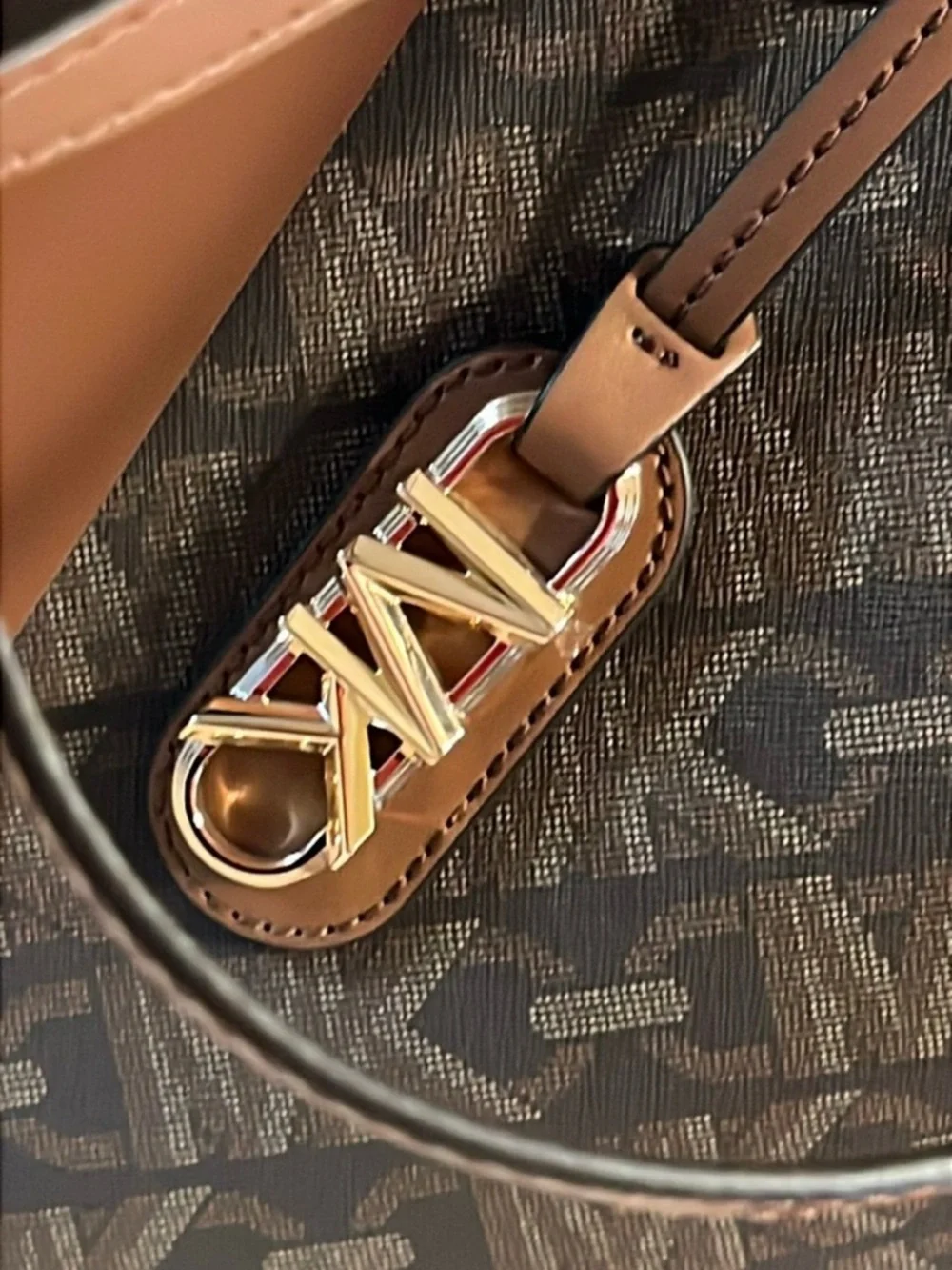 NWT MICHAEL Michael Kors Eliza Large East West Open Snap Tote in Brown Acorn - Picture 8 of 10